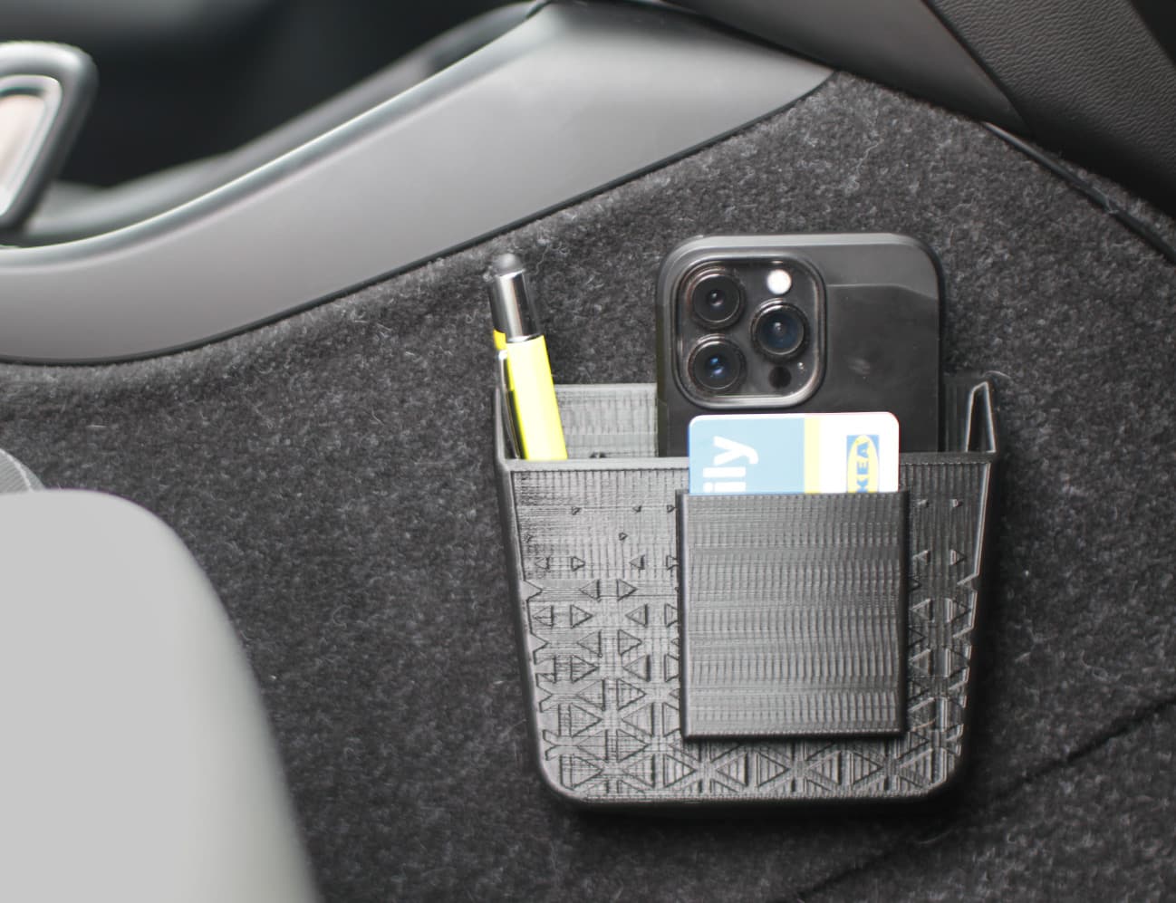 Organizador automotivo com velcro para cartões e caneta